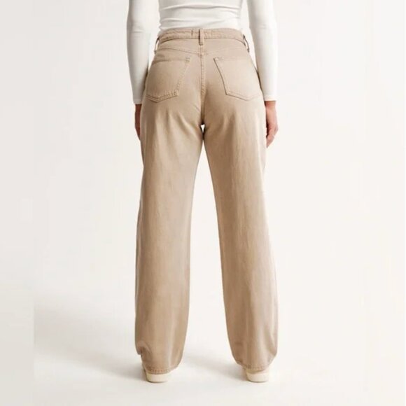 Abercrombie High Rise Taper Jean in Beige - Picture 5 of 10
